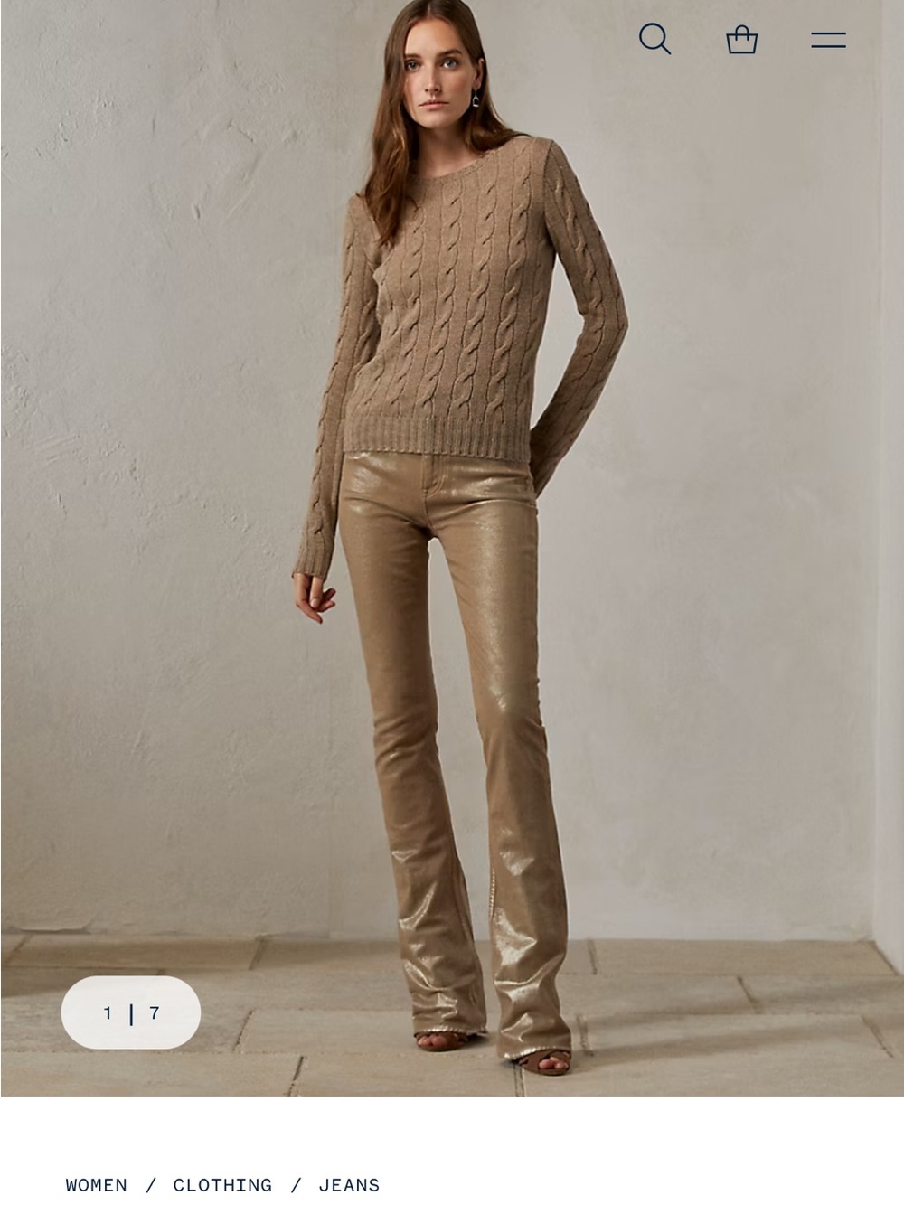Ralph Lauren Metallic Tan Flare Jeans